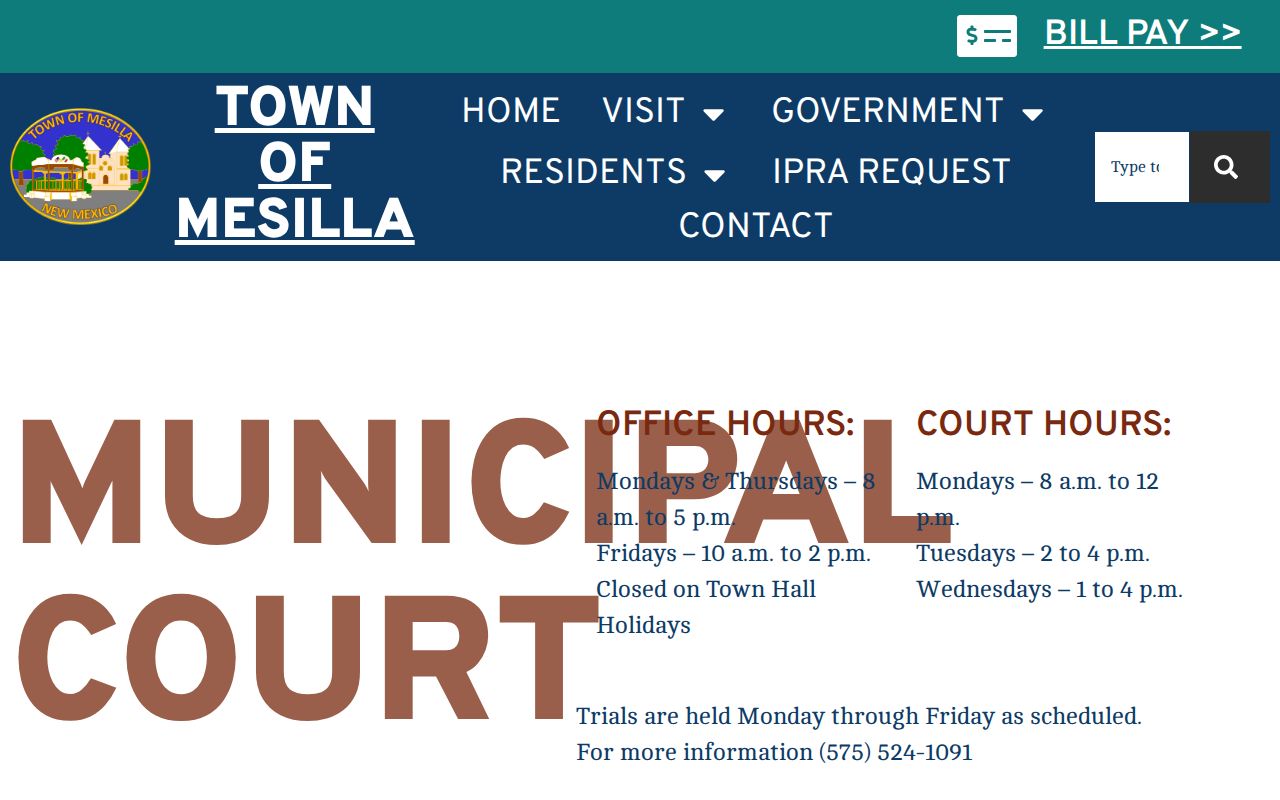 Doña Ana County court record search route for Mesilla Municipal Court