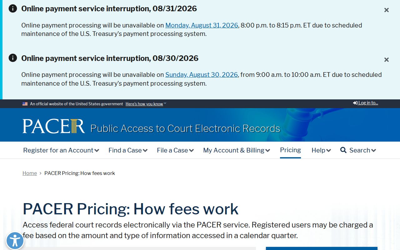 Doña Ana County court record search distinction for federal PACER pricing