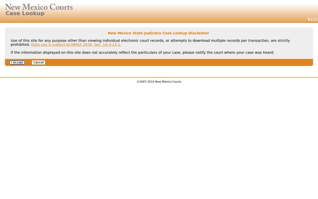 Doña Ana County criminal docket search entry point for New Mexico Case Lookup