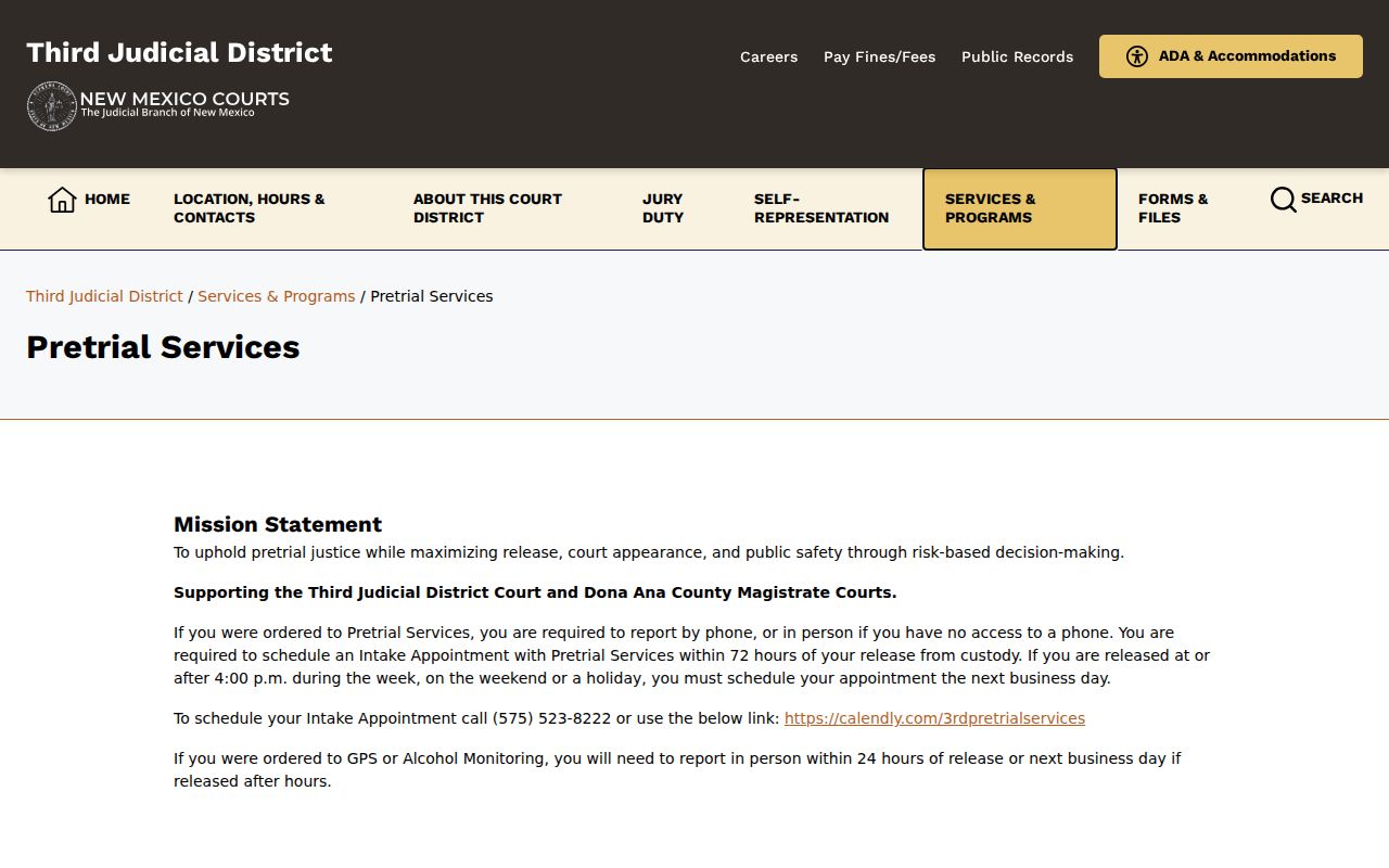Doña Ana County criminal docket context from Third District Pretrial Services