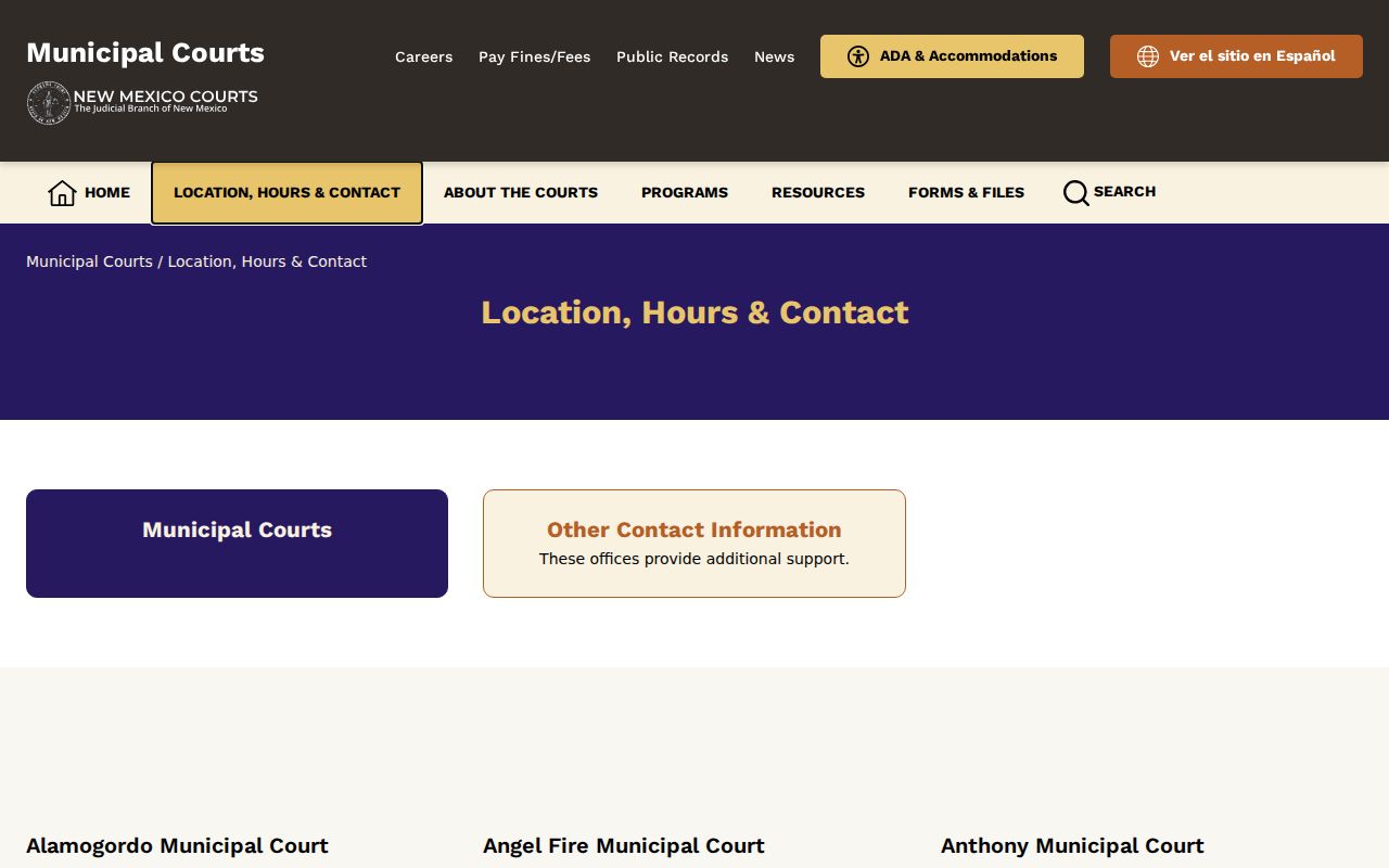 Doña Ana County court docket New Mexico municipal court directory